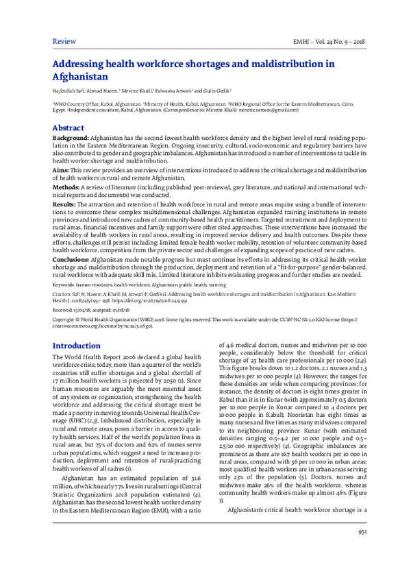 (PDF) Addressing health workforce shortages and maldistribution in ...