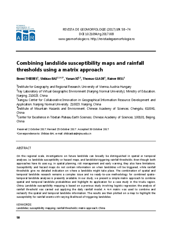 (PDF) Combining landslide susceptibility maps and rainfall thresholds ...