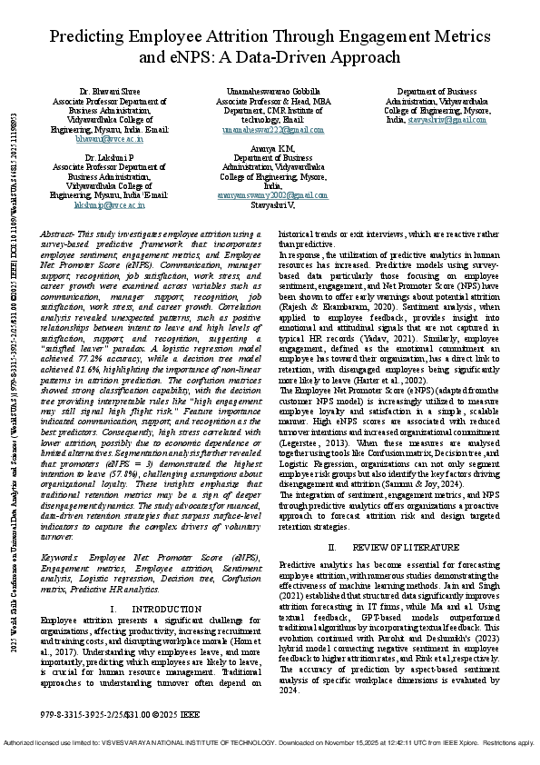 (PDF) Predicting Employee Attrition Through Engagement Metrics and eNPS ...