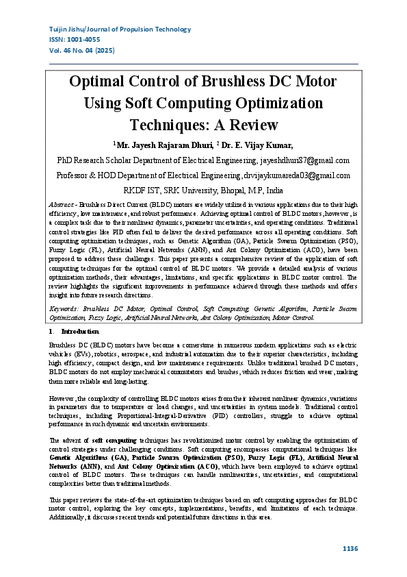 (PDF) Optimal Control of Brushless DC Motor Using Soft Computing ...