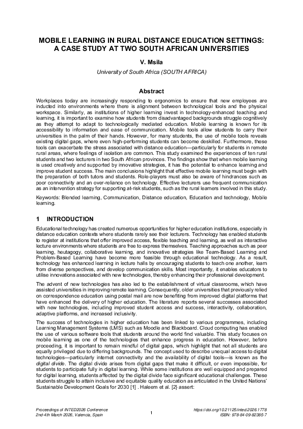 (PDF) MOBILE LEARNING IN RURAL DISTANCE EDUCATION SETTINGS: A CASE ...