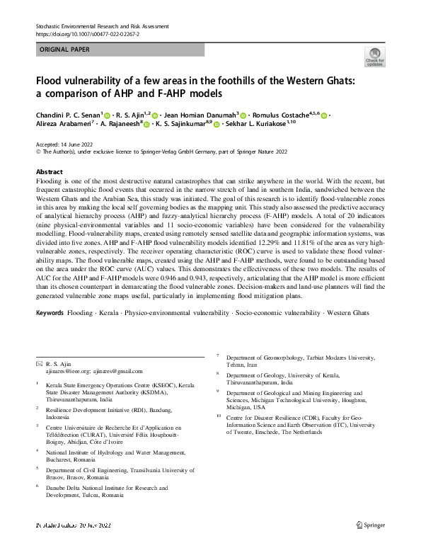 (PDF) Flood vulnerability of a few areas in the foothills of the ...