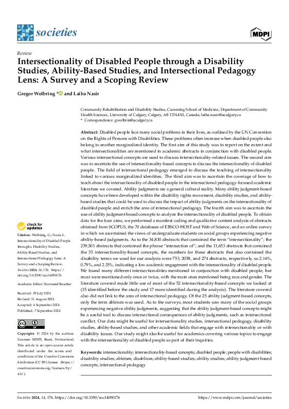 (PDF) Intersectionality of Disabled People through a Disability Studies ...