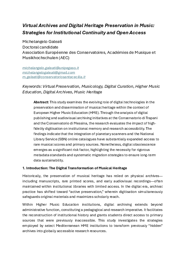 (PDF) Virtual Archives and Digital Heritage Preservation in Music ...