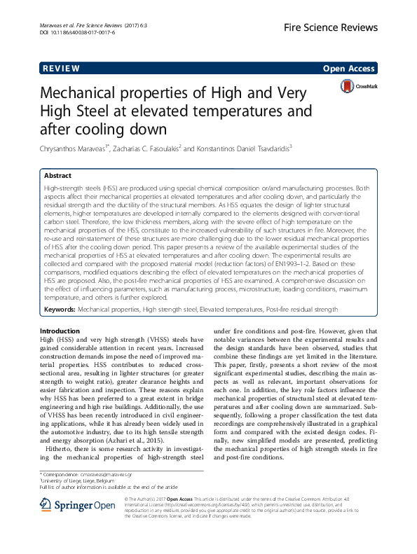 (PDF) Mechanical properties of High and Very High Steel at elevated ...