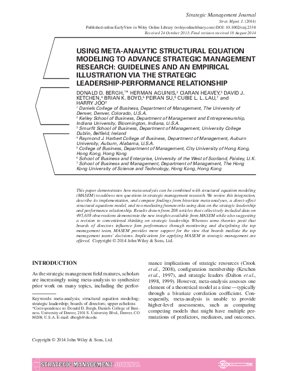 (PDF) Using meta-analytic structural equation modeling to advance ...