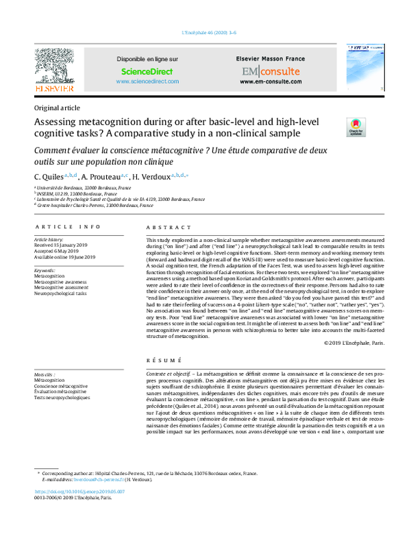 (PDF) Assessing metacognition during or after basic-level and high ...
