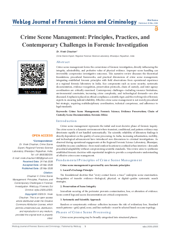(PDF) Crime Scene Management: Principles, Practices, and Contemporary ...