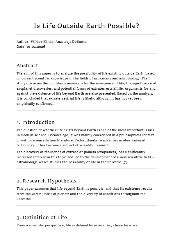 (PDF) Is Life Outside Earth Possible?