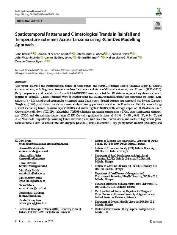 (PDF) Spatiotemporal Patterns and Climatological Trends in Rainfall and ...