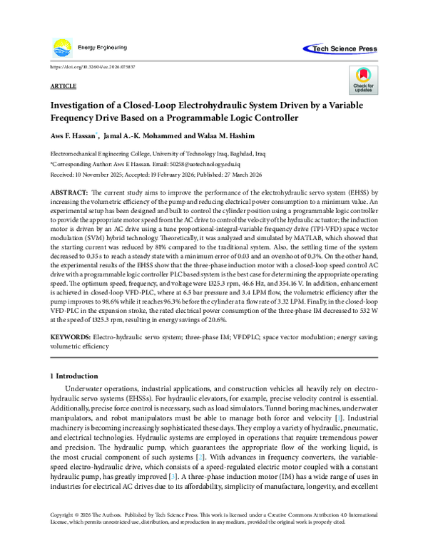 (PDF) Investigation of a Closed-Loop Electrohydraulic System Driven by ...