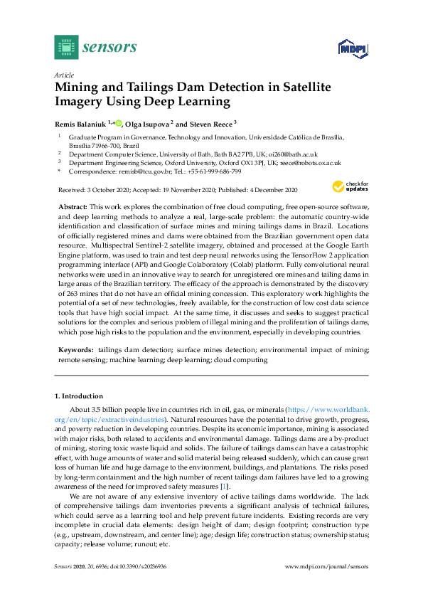 (PDF) Mining and Tailings Dam Detection in Satellite Imagery Using Deep ...