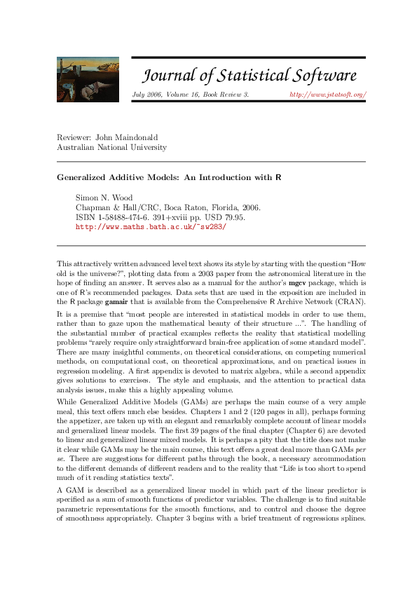 (PDF) Generalized Additive Models: An Introduction with R