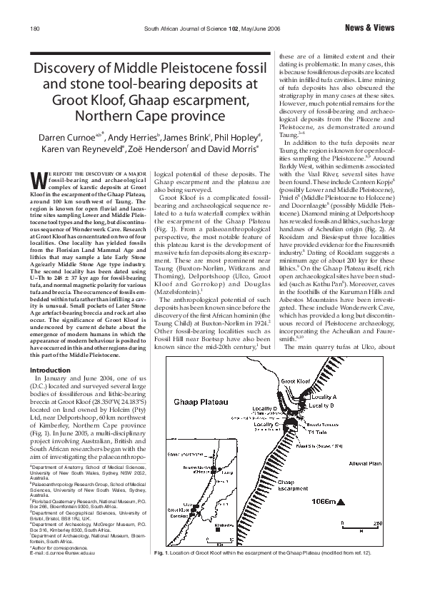 (PDF) Discovery of Middle Pleistocene fossil and stone tool-bearing ...