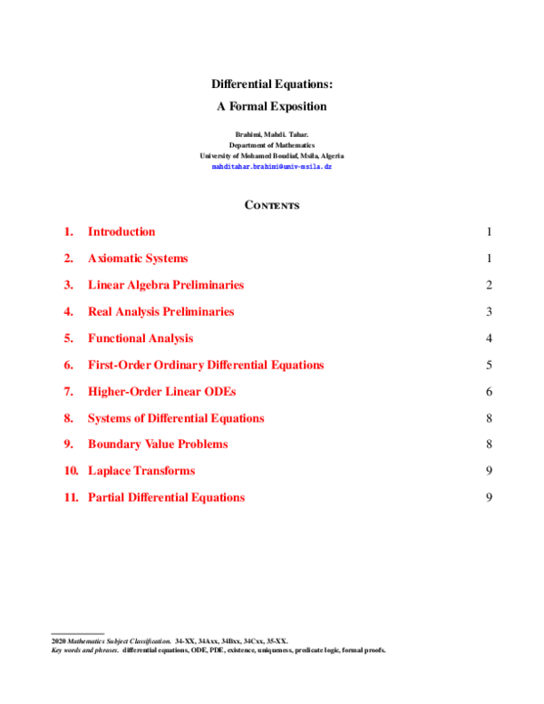 (PDF) Differential Equations