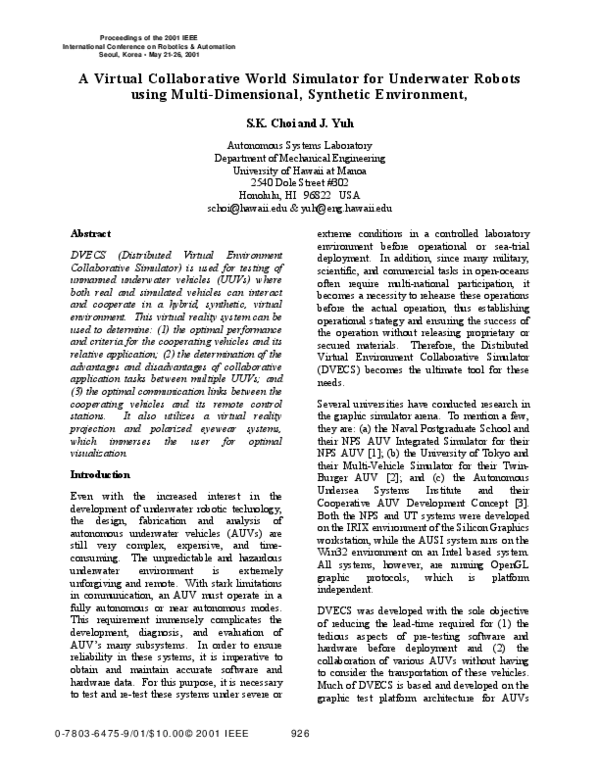 (PDF) A virtual collaborative world simulator for underwater robots ...