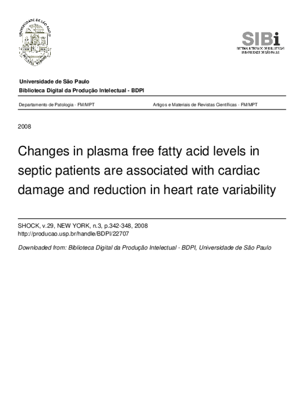 (PDF) Changes in Plasma Free Fatty Acid Levels in Septic Patients Are ...