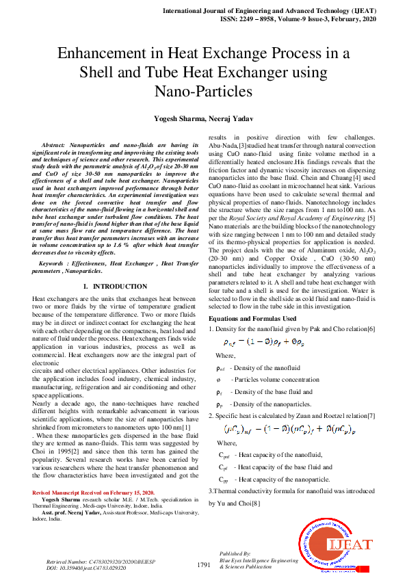 (PDF) Enhancement in Heat Exchange Process in a Shell and Tube Heat ...