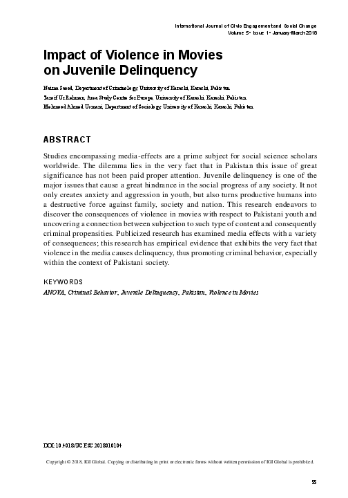 (PDF) Impact of Violence in Movies on Juvenile Delinquency