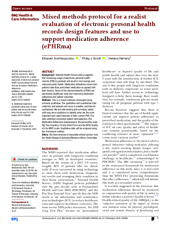 (PDF) Mixed methods protocol for a realist evaluation of electronic ...