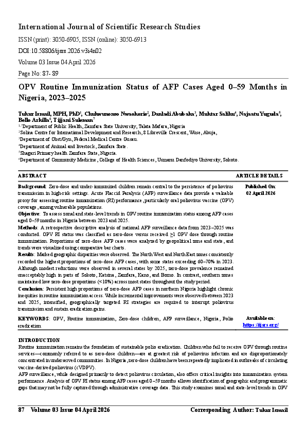 (PDF) OPV Routine Immunization Status of AFP Cases Aged 0-59 Months in ...