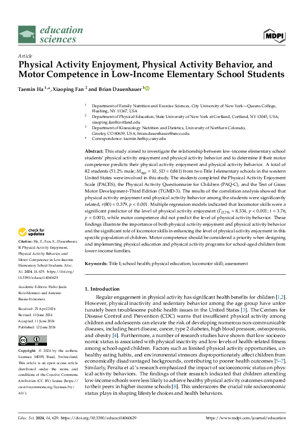 (PDF) Physical Activity Enjoyment, Physical Activity Behavior, and ...