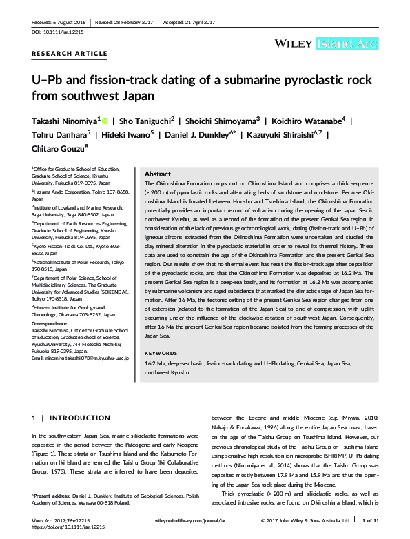 (PDF) U-Pb and fission-track dating of a submarine pyroclastic rock ...