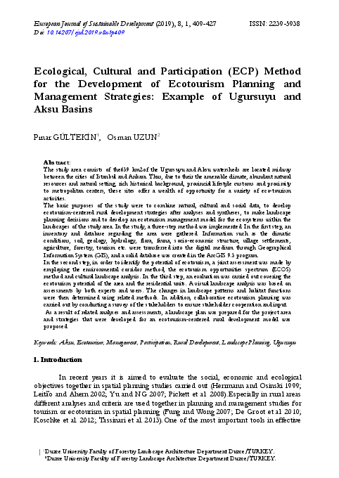 (PDF) Ecological, Cultural and Participation (ECP) Method for the ...