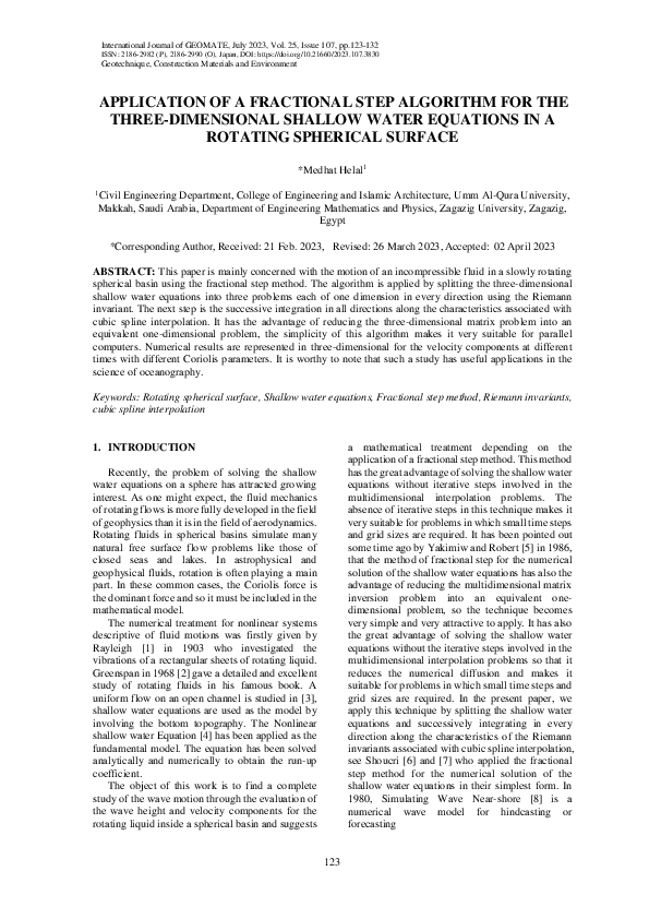 (PDF) Application of a Fractional Step Algorithm for the Three ...