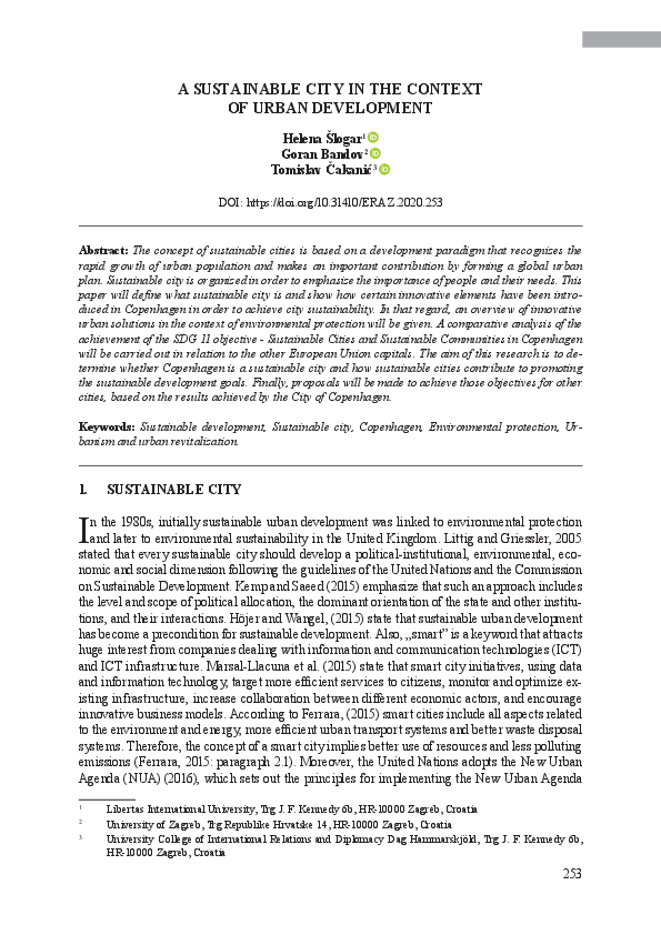 (PDF) A Sustainable City in the Context of Urban Development