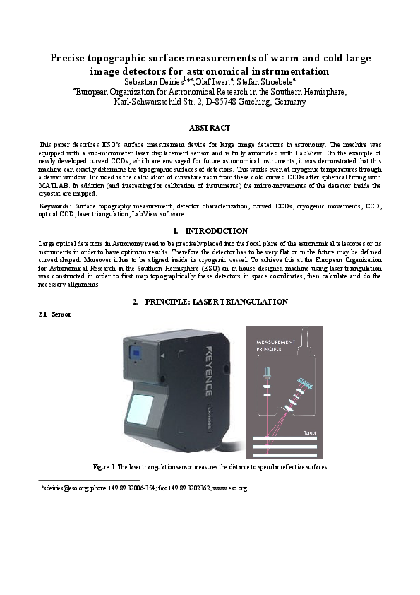 (PDF) Precise topographic surface measurements of warm and cold large ...