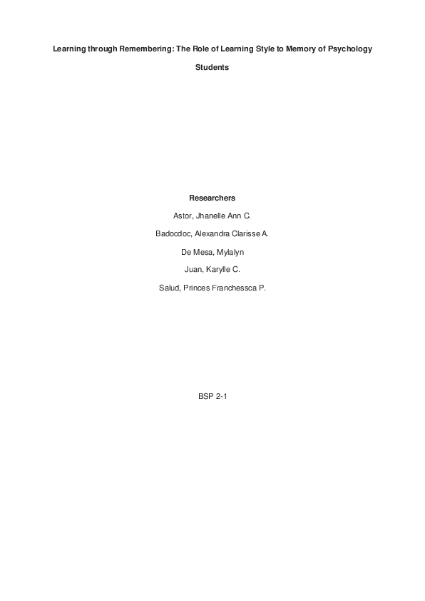 (PDF) Learning Through Remembering: The Role of Learning Style to ...