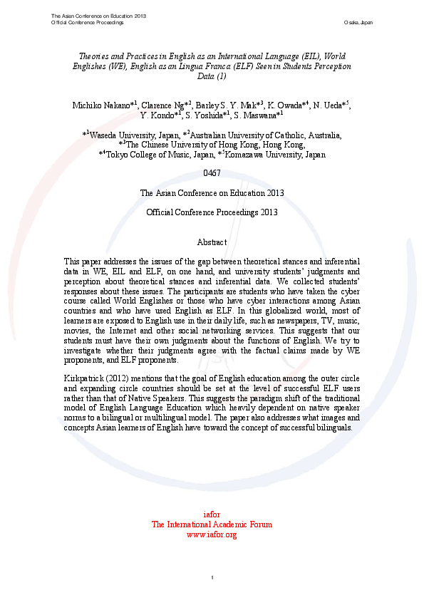 (PDF) Theories and Practices in English as an International Language ...