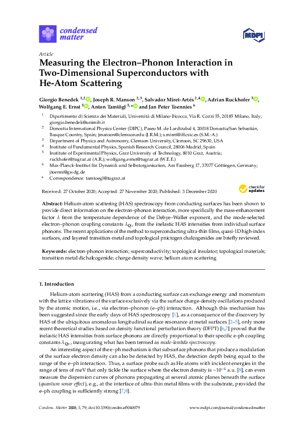 (PDF) Measuring the Electron–Phonon Interaction in Two-Dimensional ...