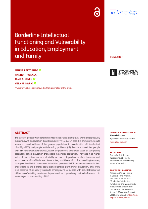 (PDF) Borderline Intellectual Functioning and Vulnerability in ...