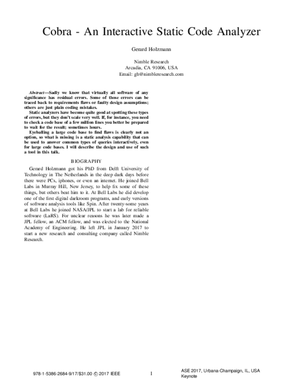 (PDF) Cobra — An interactive static code analyzer