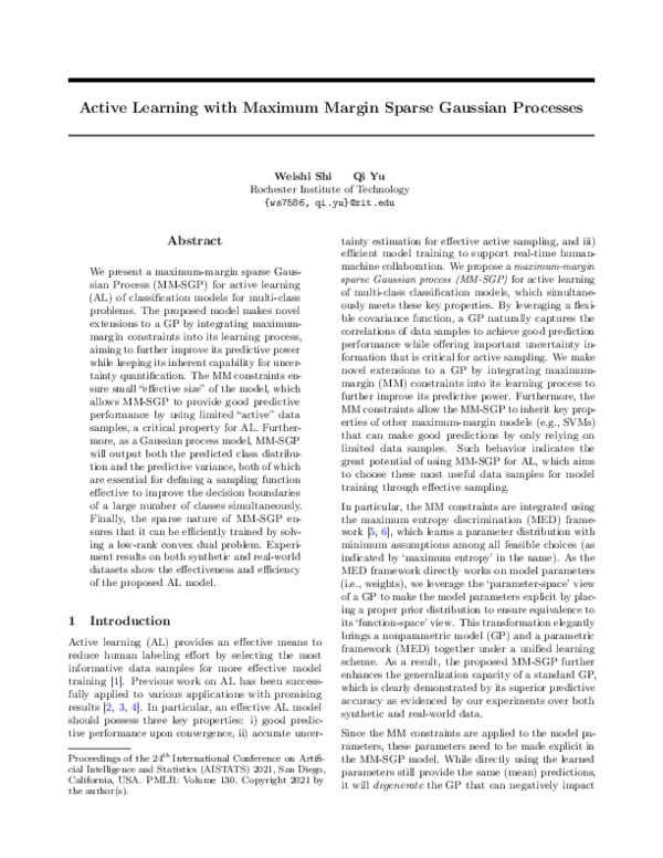 (PDF) Active Learning with Maximum Margin Sparse Gaussian Processes