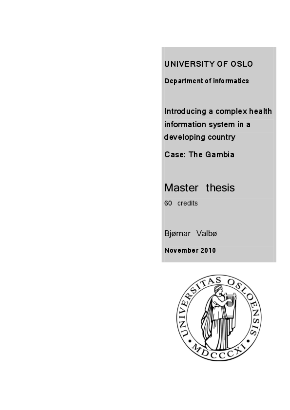 (PDF) Introducing a complex health information system in a developing ...