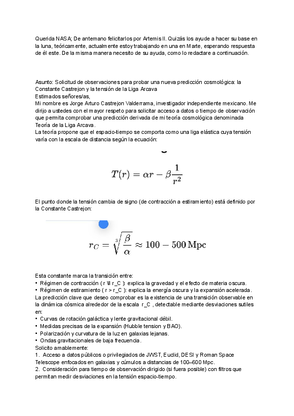 (PDF) Carta a NASA