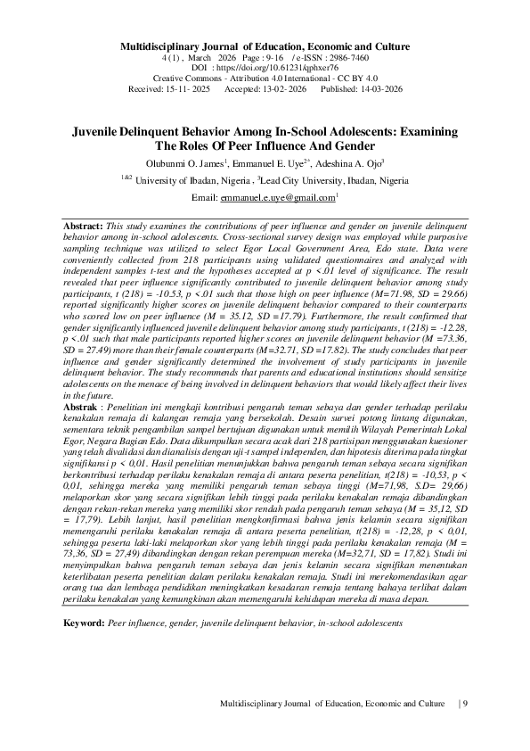 (PDF) Juvenile Delinquent Behavior Among In-School Adolescents ...