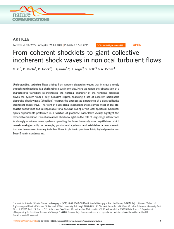 (PDF) From coherent shocklets to giant collective incoherent shock ...