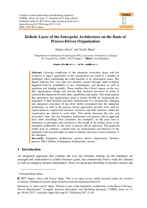 (PDF) Holistic Layer of the Enterprise Architecture on the Basis of ...