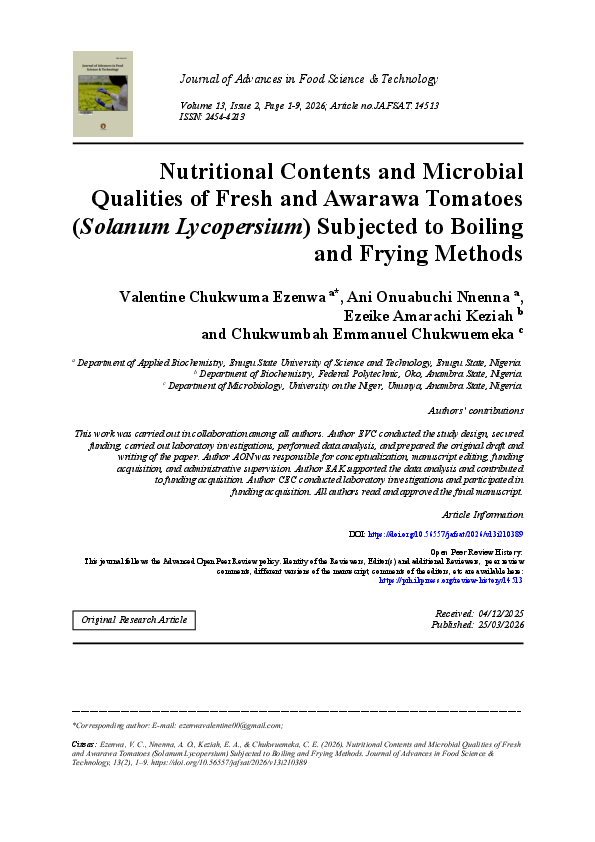 (PDF) Nutritional Contents and Microbial Qualities of Fresh and Awarawa ...