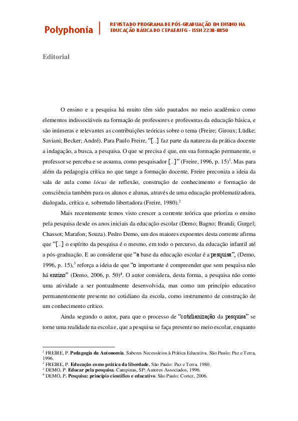 (PDF) Polyphonia Dossiê Iniciação à Pesquisa Científica na Educação Básica