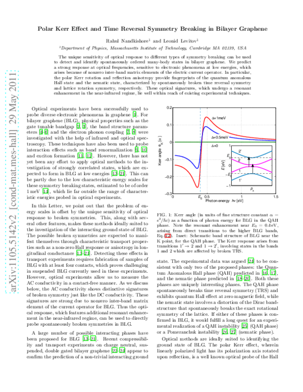 (PDF) Polar Kerr Effect and Time Reversal Symmetry Breaking in Bilayer ...