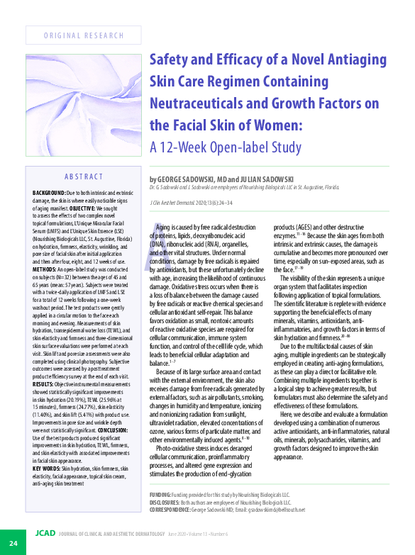 (PDF) Safety and Efficacy of a Novel Antiaging Skin Care Regimen ...