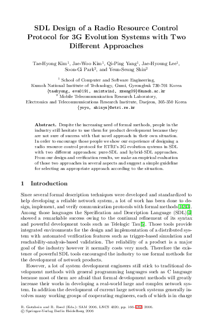 (PDF) SDL Design of a Radio Resource Control Protocol for 3G Evolution ...