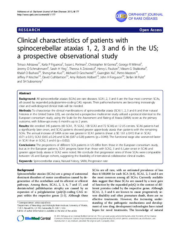 (PDF) Clinical characteristics of patients with spinocerebellar ataxias ...