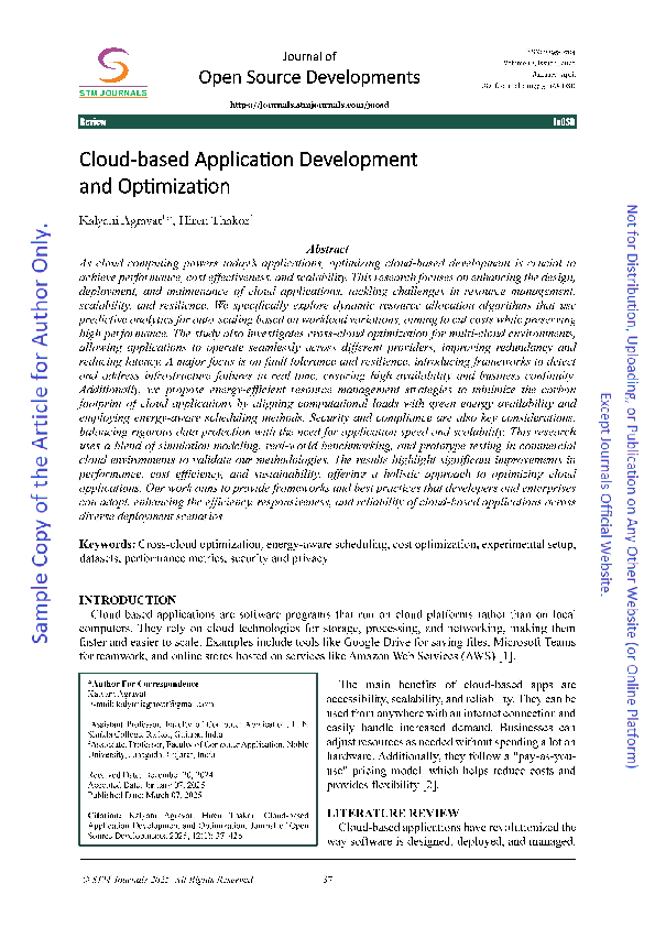 (PDF) Cloud Based Application Development and Optimization