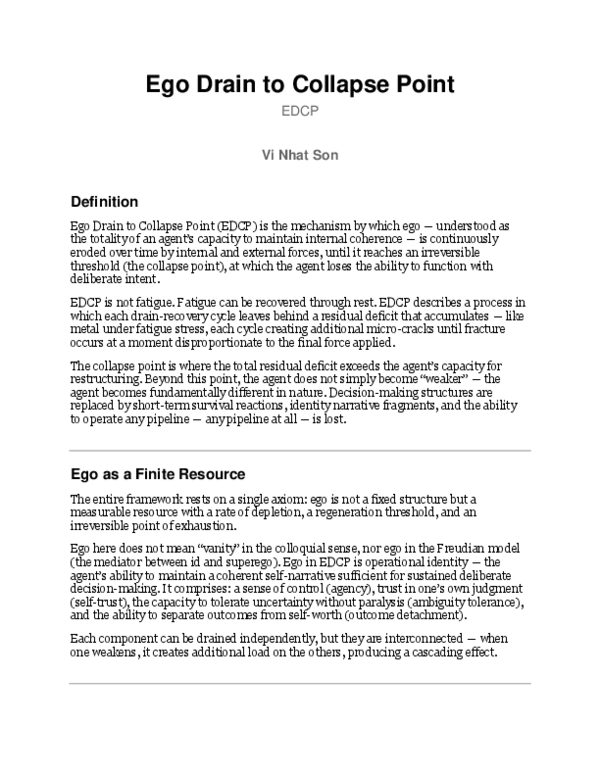 (PDF) Ego Drain to Collapse Point EDCP